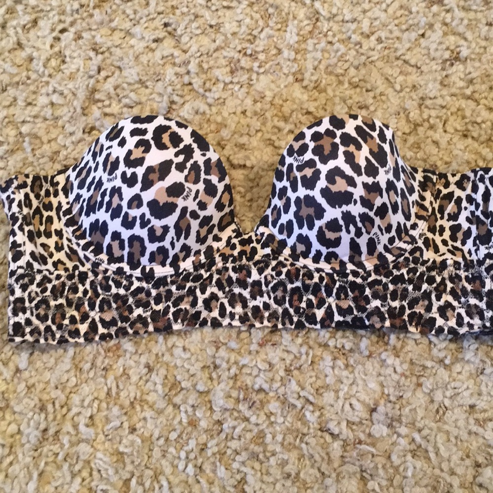 Strapless cheetah print corset bra